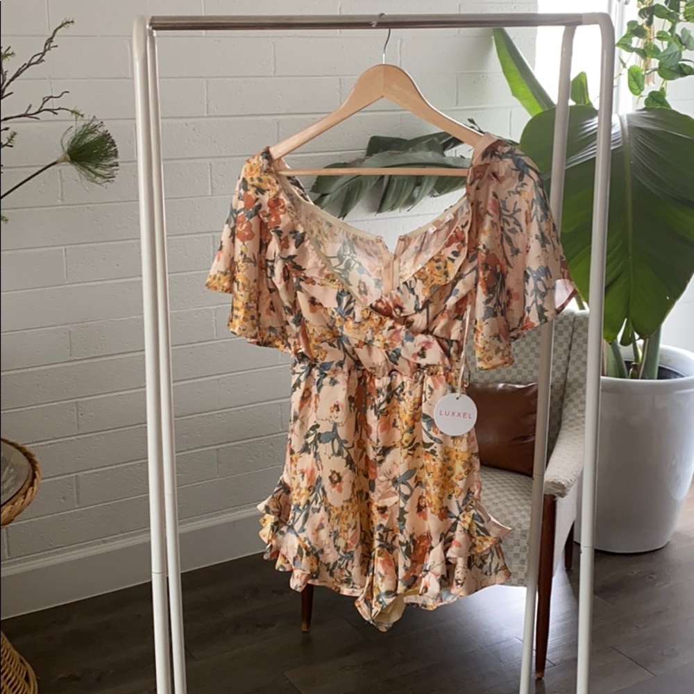 Silky floral shorts romper
